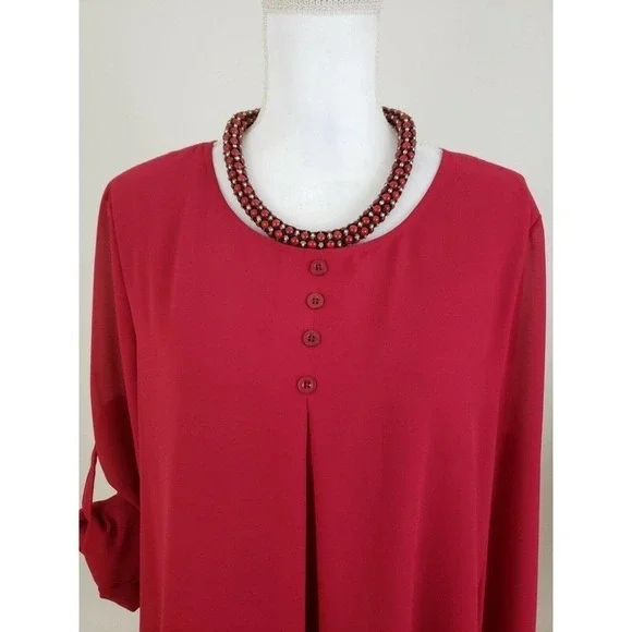Cestyle ~Women Size L~ Red Long Sleeve Blouse Shirt Top NWT. - Picture 6 of 12